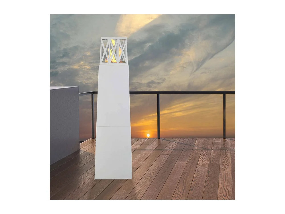 Cheminée à Bioéthanol Arese, Capacité 2L Made in Italy, 40x40x145h cm Blanc