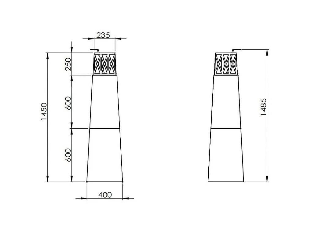Cheminée à Bioéthanol Arese, Capacité 2L Made in Italy, 40x40x145h cm Blanc