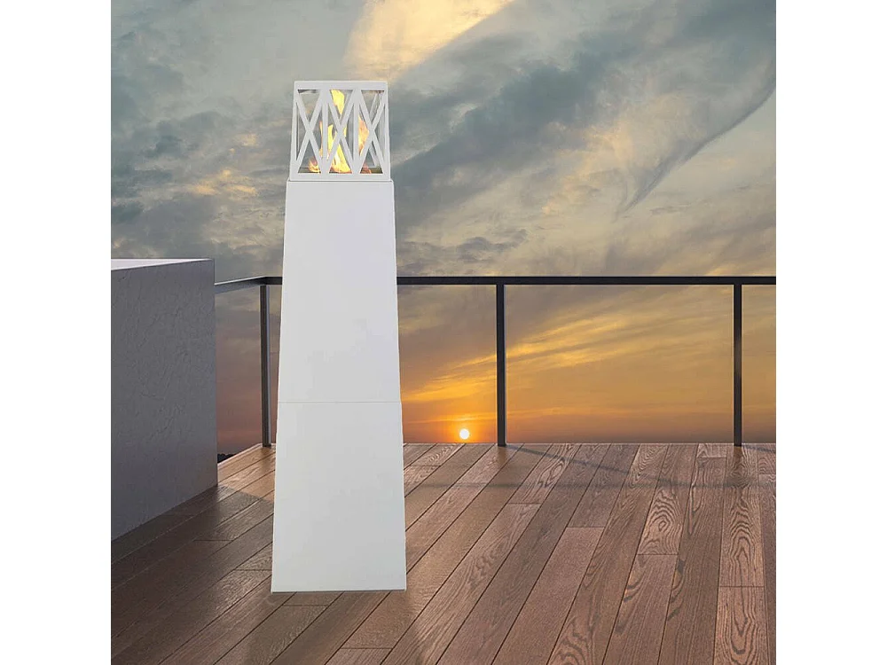 Cheminée à Bioéthanol Arese, Capacité 2L Made in Italy, 40x40x145h cm Blanc