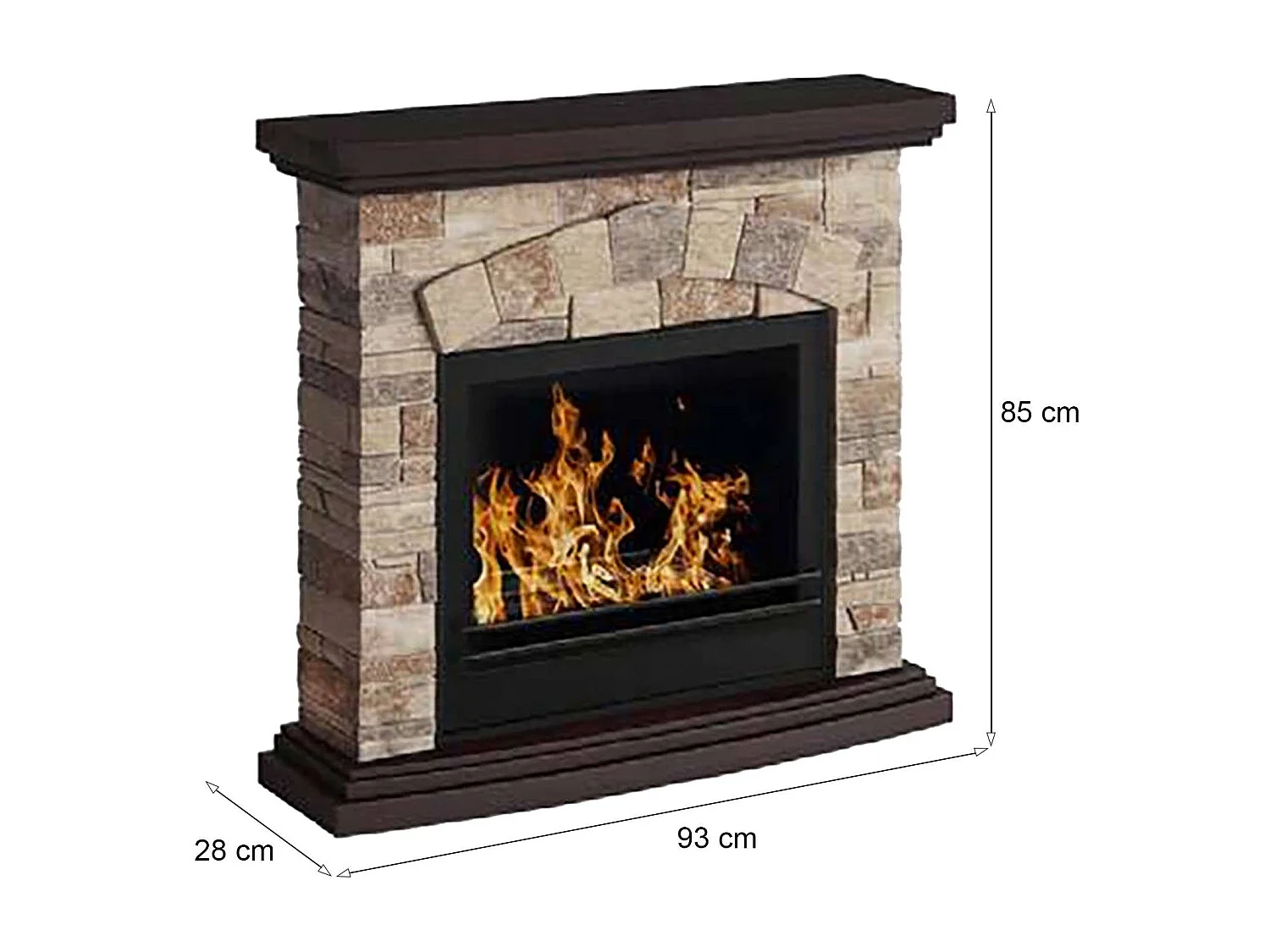 Geiser bio-ethanol haard, Ecologische haard, Rookloze haard, Ethanol kachel, Made in Italy, 93x28 h85 cm, Beige