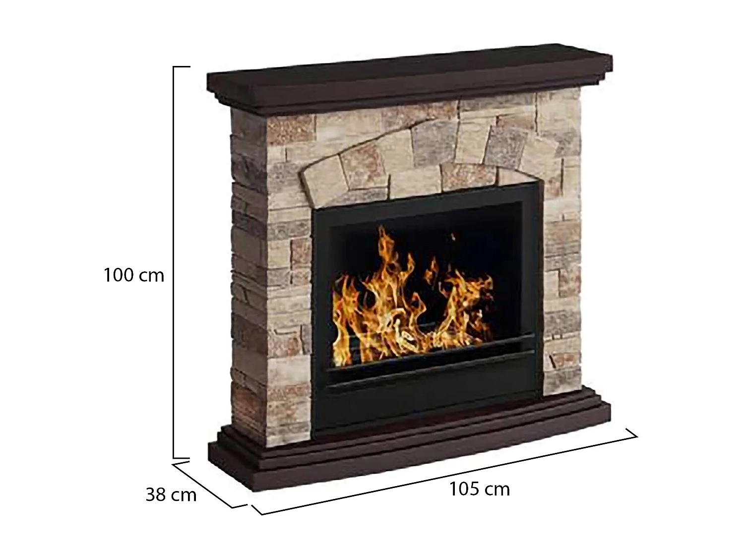 Cheminée à Bioéthanol Ailoche, Capacité 1,8 l, Fabriqué en Italie, 28x93x85h cm Beige