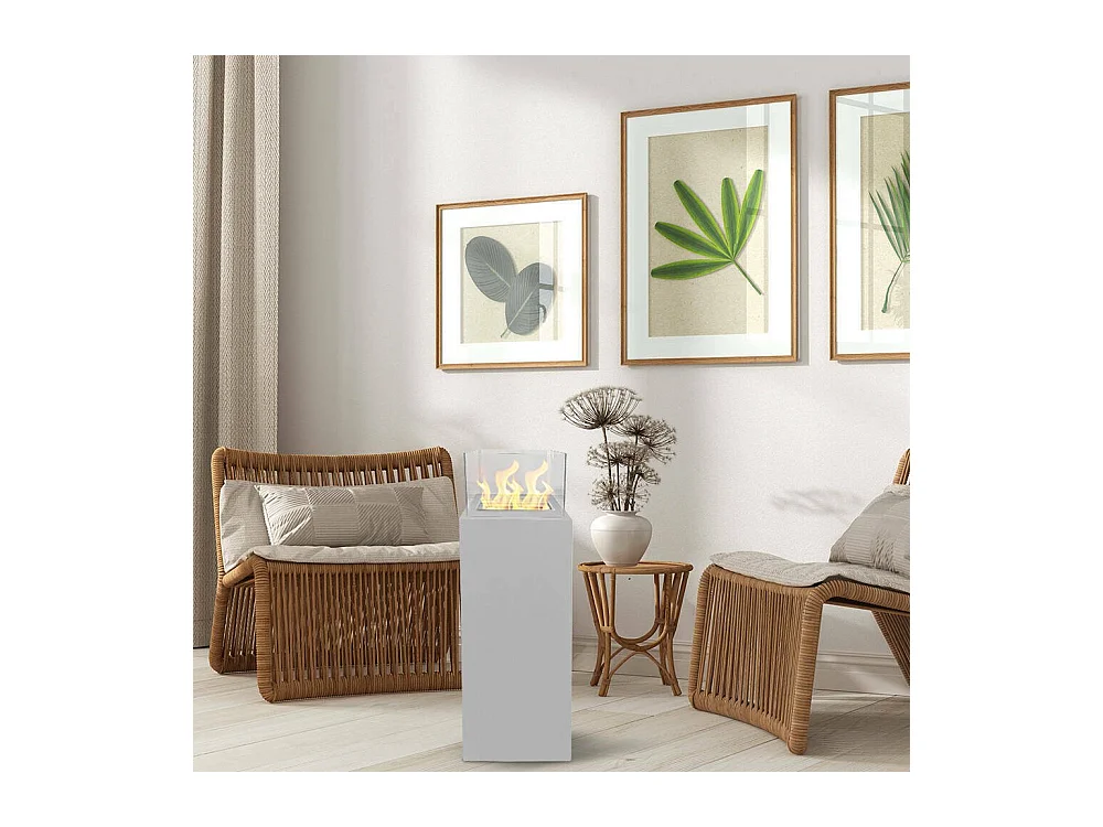 Foyer à bioéthanol Airasca, capacité 1,2 L Made in Italy, 40x40x115h cm Blanc