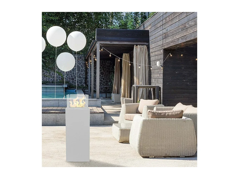 Foyer à bioéthanol Airasca, capacité 1,2 L Made in Italy, 40x40x115h cm Blanc