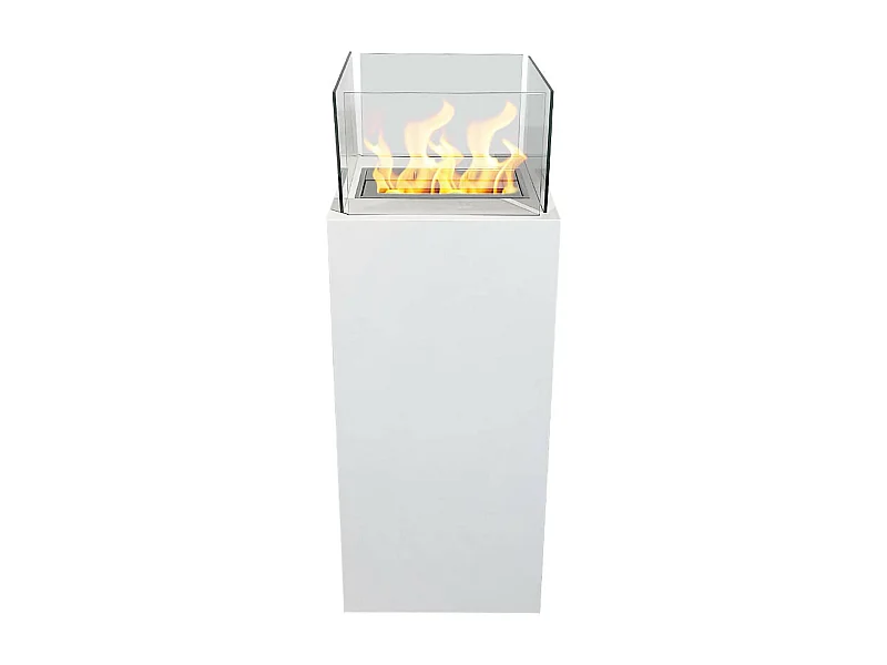 Taal bio-ethanol haard, Ecologische haard, Rookloze haard, Ethanol kachel, Made in Italy, 40x40 h115 cm, Wit