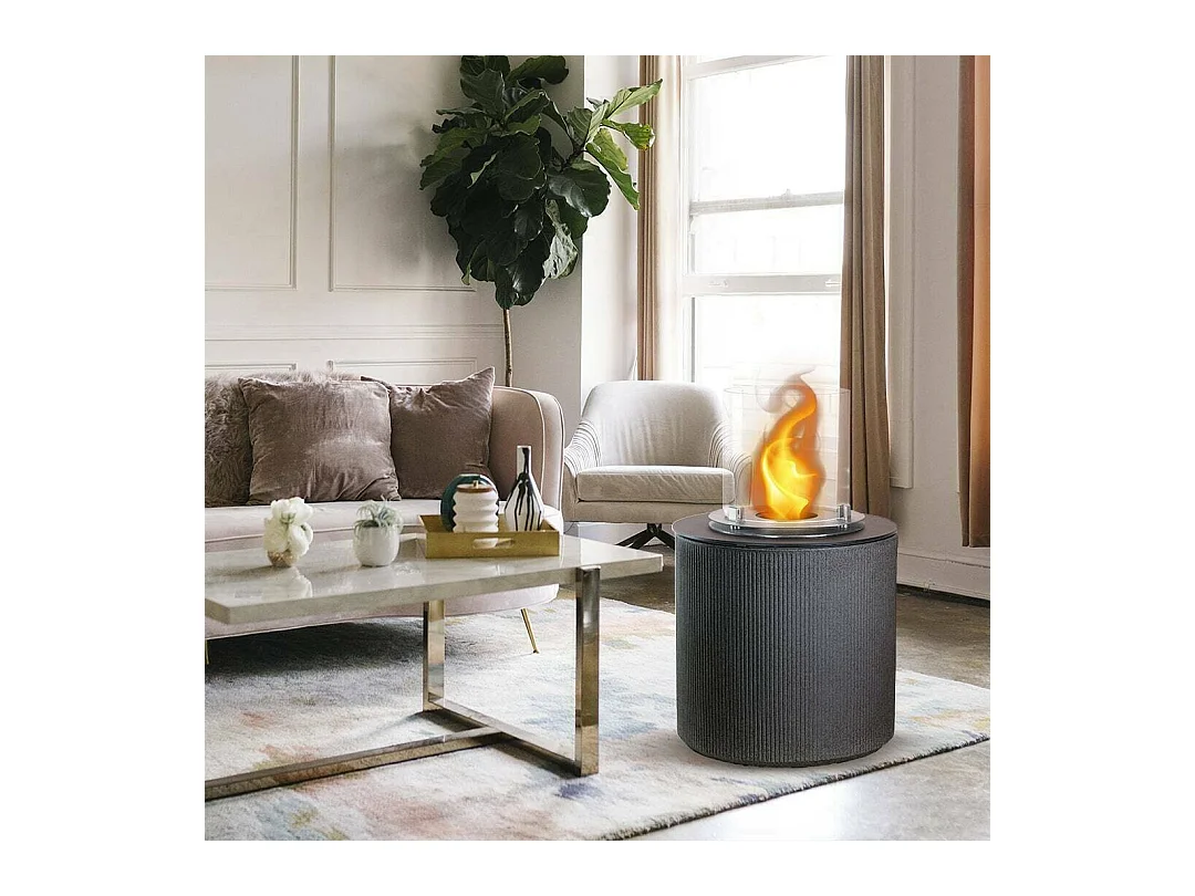 Cheminée à Bioéthanol Maynila, 1,5 L Made in Italy, 36x36x56h cm Noir