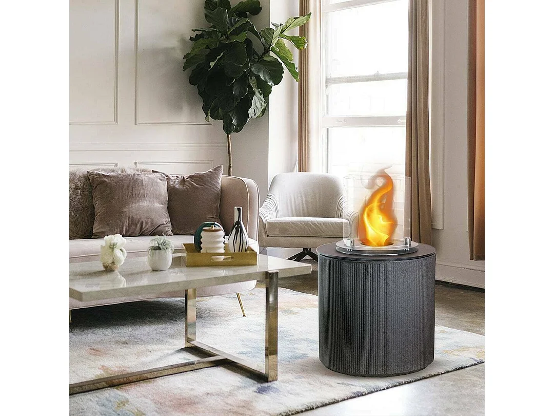 Cheminée à Bioéthanol Maynila, 1,5 L Made in Italy, 36x36x56h cm Noir