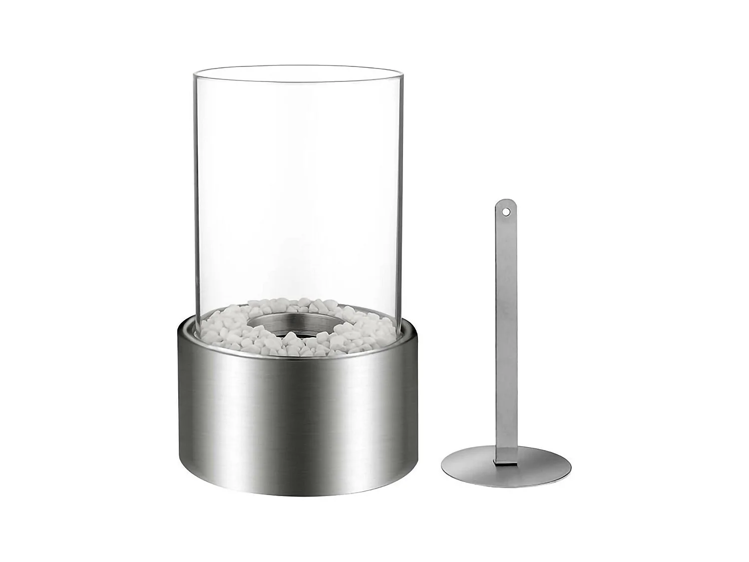 Cheminée à bioéthanol Taipei, capacité 0,2 L Made in Italy, 16x16x27h cm Argent