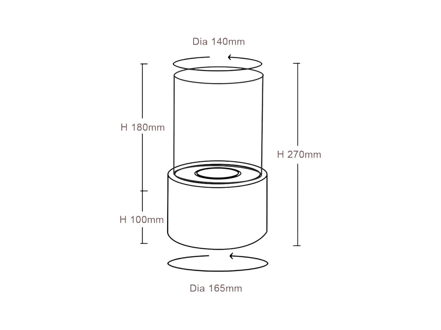 Cheminée à bioéthanol Taipei, capacité 0,2 L Made in Italy, 16x16x27h cm Argent