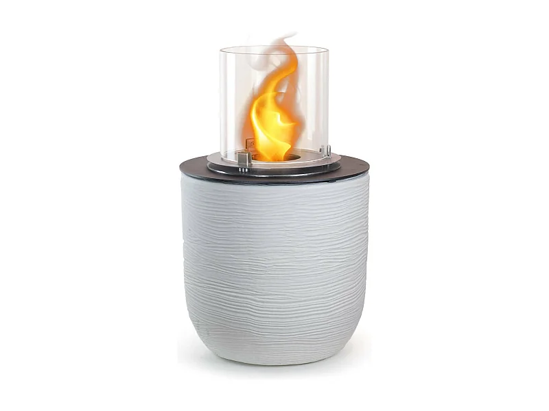 Chimenea de bioetanol Kilauea, Chimenea ecológica, Hogar sin humo, Calefactor de etanol, Made in Italy, 35x35 h55 cm, Blanco