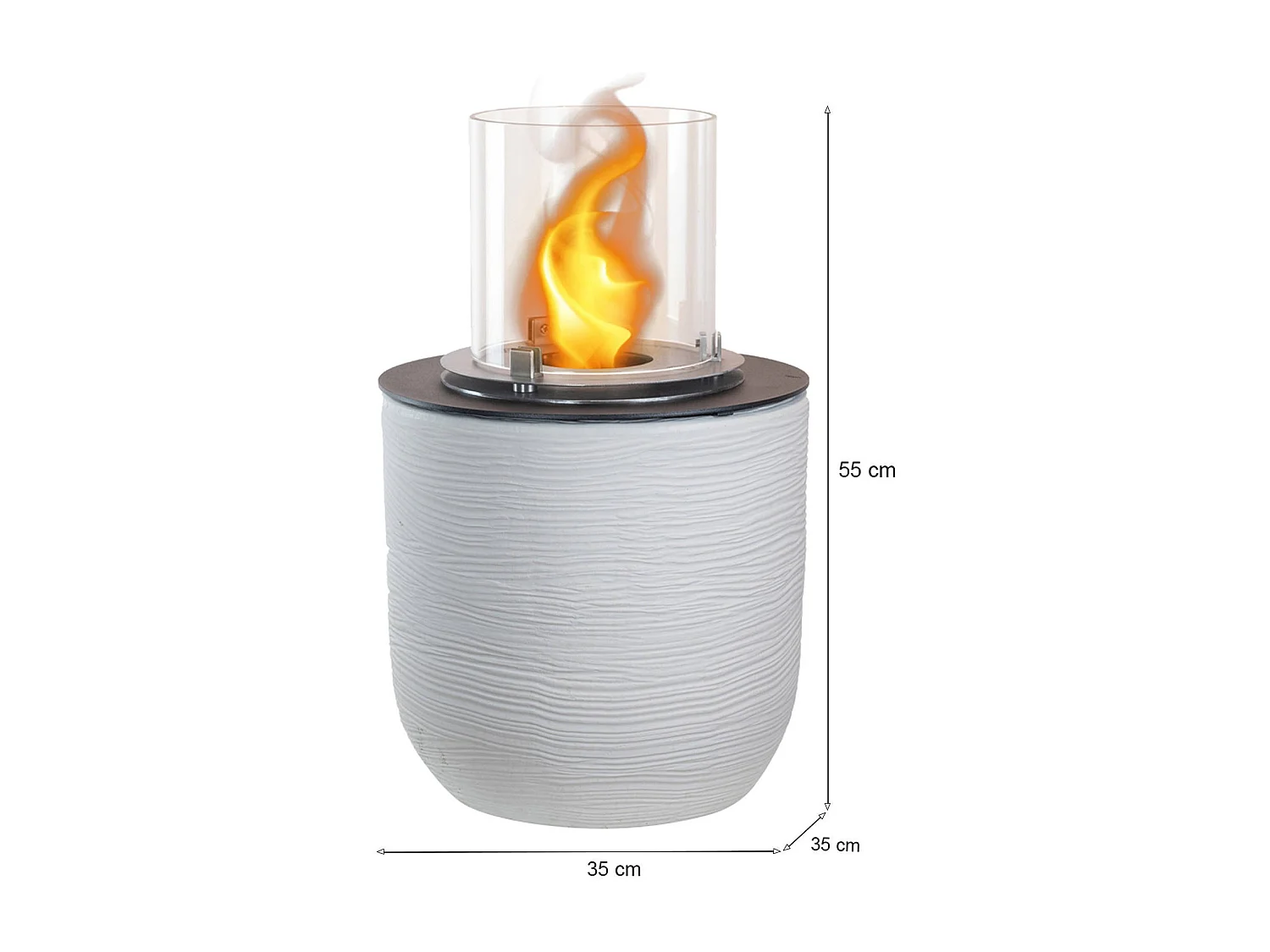 Cheminée à bioéthanol Agazzano, capacité 1,5 L Made in Italy, 35x35x55h cm Blanc