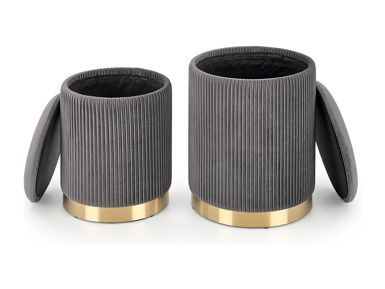 Hocker/Pouf Set Monty/Samststoffbezug/Grau