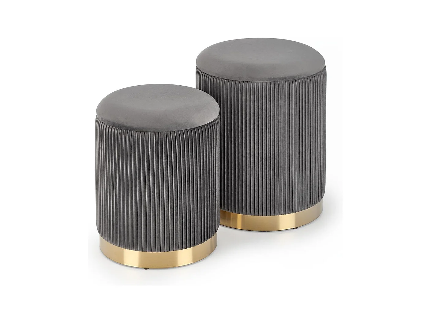 Hocker/Pouf Set Monty/Samststoffbezug/Grau