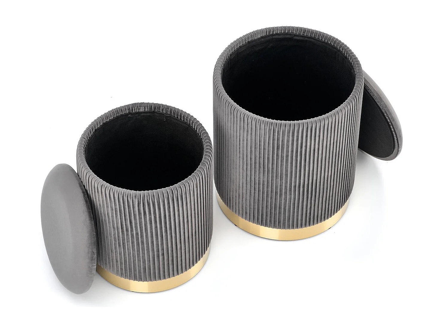 Hocker/Pouf Set Monty/Samststoffbezug/Grau