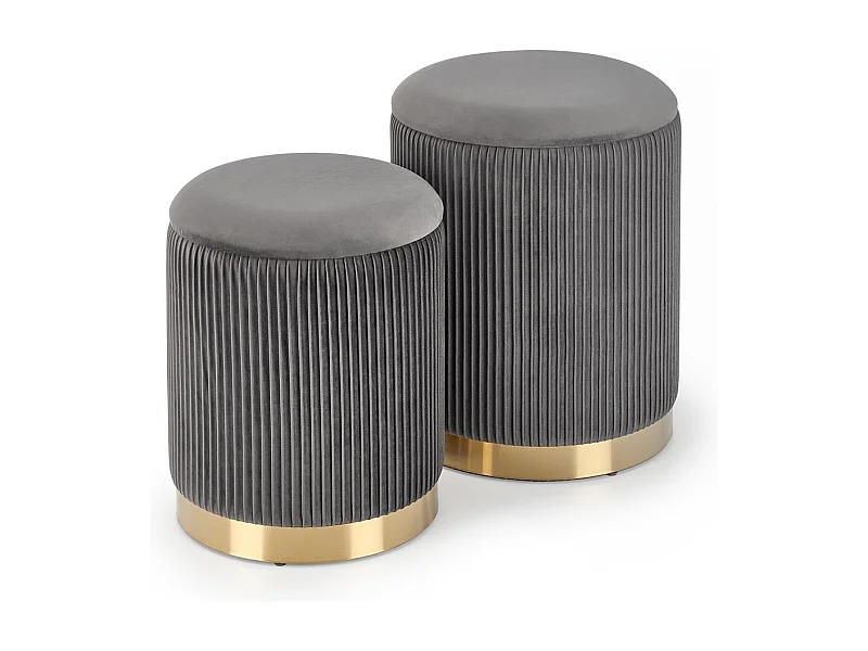 Puff Set Monty/Tessuto-velluto/Grigio