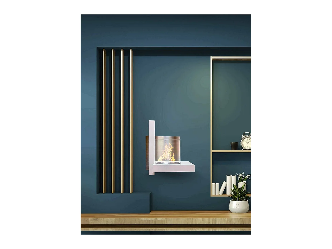 Cheminée à bioéthanol Bern, capacité 1,5 L, fabriqué en Italie, 23x65x75h cm blanc