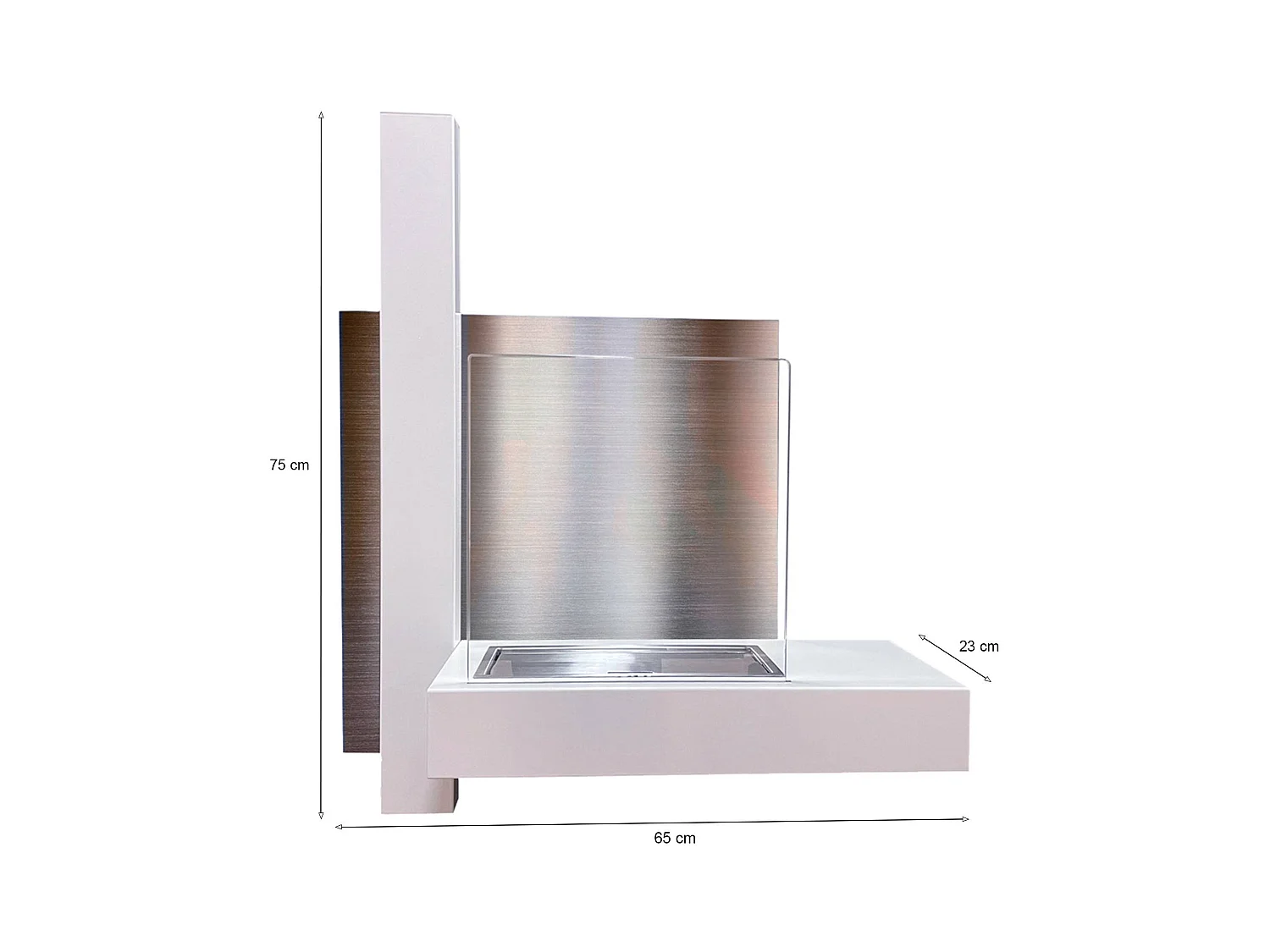 Cheminée à bioéthanol Bern, capacité 1,5 L, fabriqué en Italie, 23x65x75h cm blanc