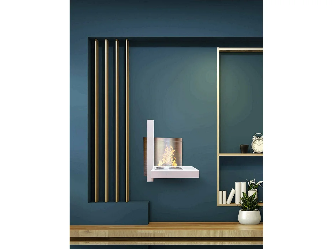 Cheminée à bioéthanol Bern, capacité 1,5 L, fabriqué en Italie, 23x65x75h cm blanc