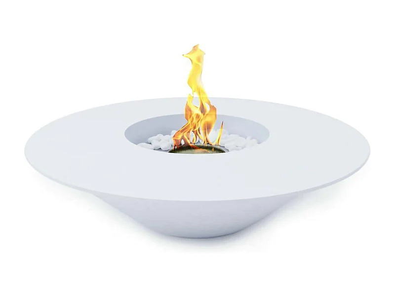 Chimenea de bioetanol Loa, Chimenea ecológica, Hogar sin humo, Calefactor de etanol, Made in Italy, 60x60 h15 cm, Blanco