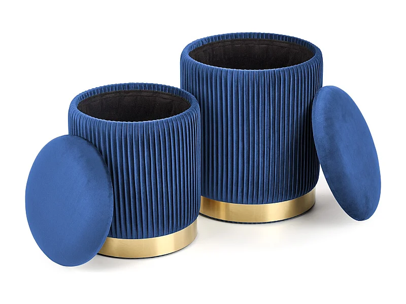 Hocker/Pouf Set Monty/Stoff/Blau