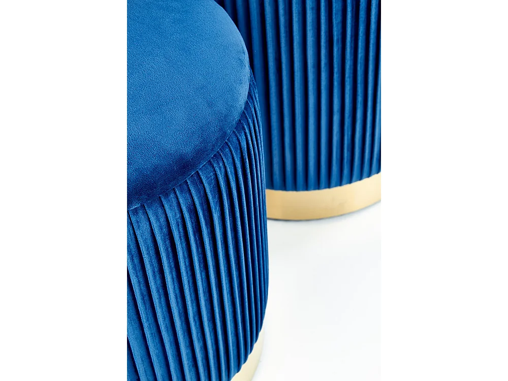Hocker/Pouf Set Monty/Stoff/Blau
