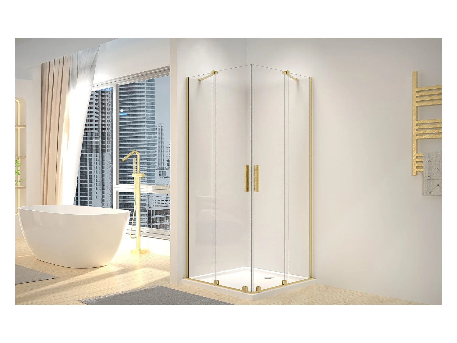 Douchecabine Rea Montana Double 80X80 Brushed Gold