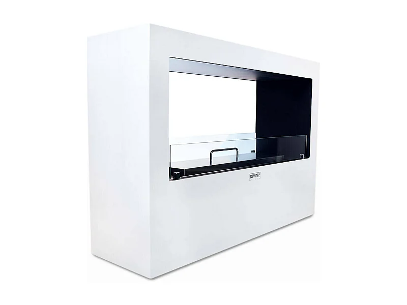 Cheminée bioéthanol Aicurzio, Capacité 4,5 L Made in Italy, 100x30x70h cm Blanc