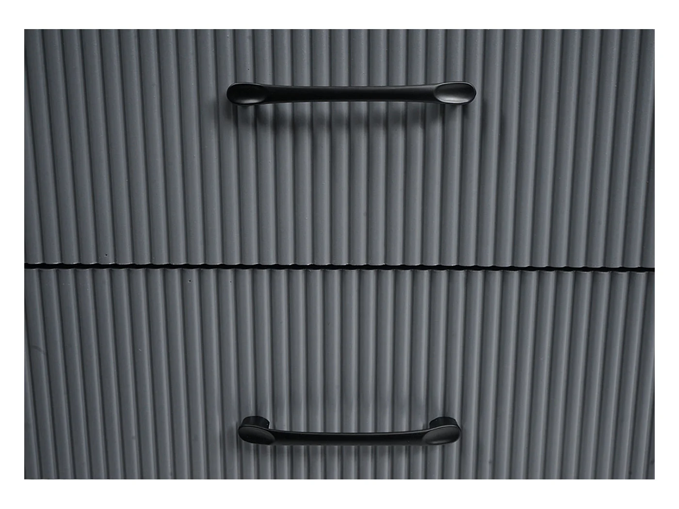 Comodino tavolino MCW-N89, design 3D, 2 cassetti in legno melaminico, 55x48x41cm ~ aspetto marmo grigio