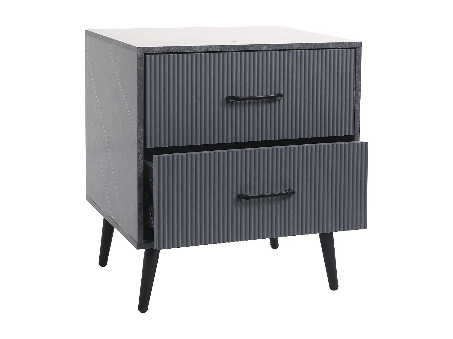 Nachttisch MCW-N89, Marmor-Optik grau