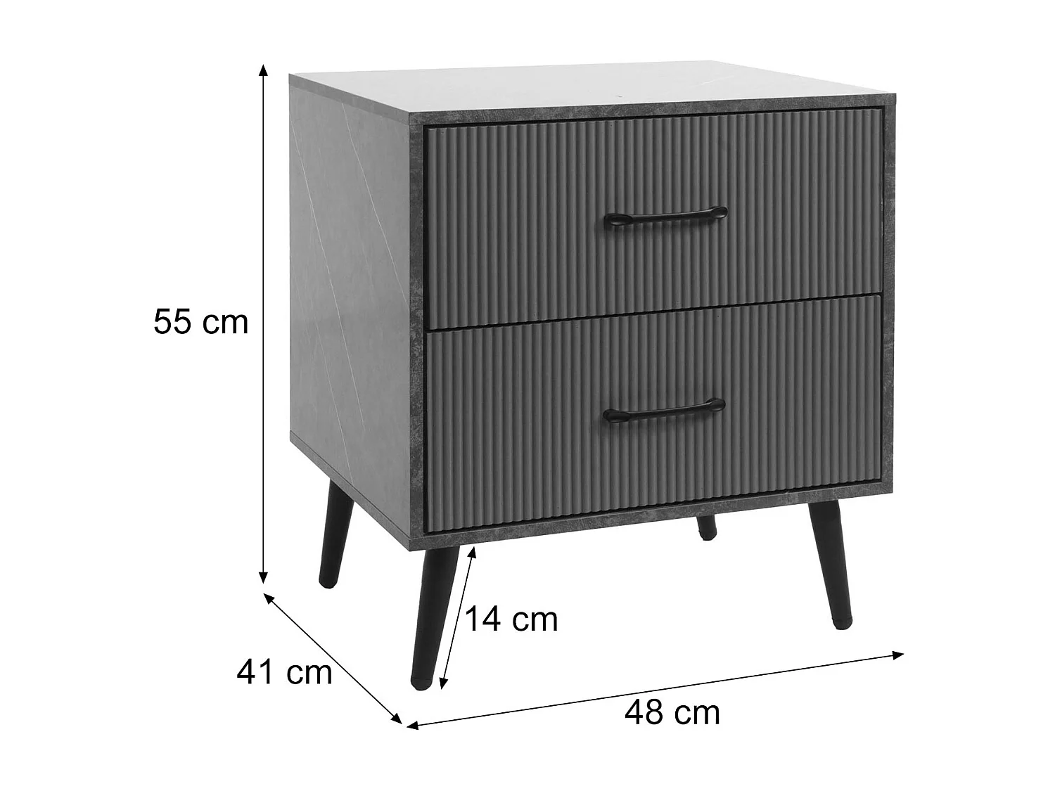 Nachttisch MCW-N89, Marmor-Optik grau