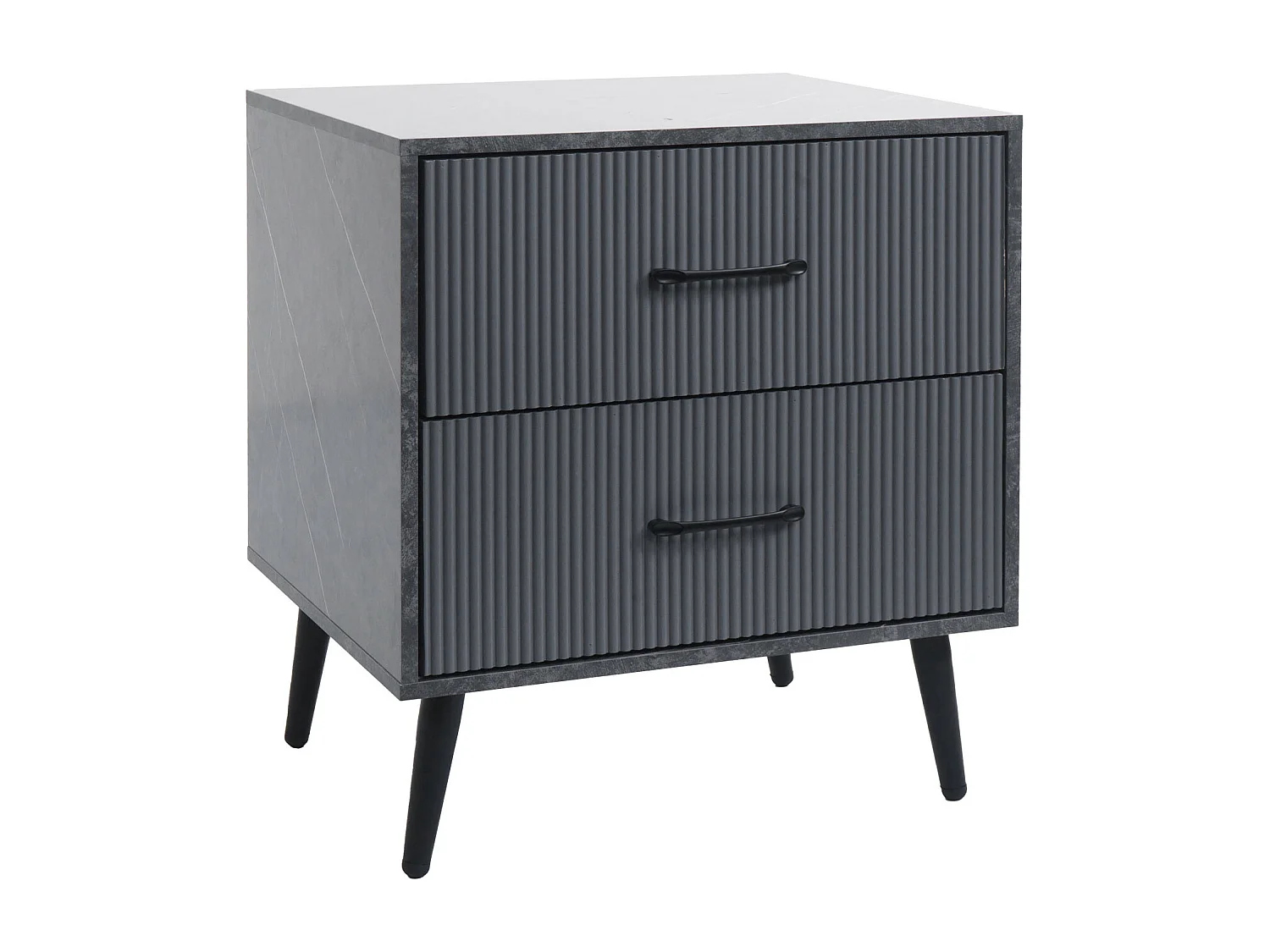 Nachttisch MCW-N89, Marmor-Optik grau