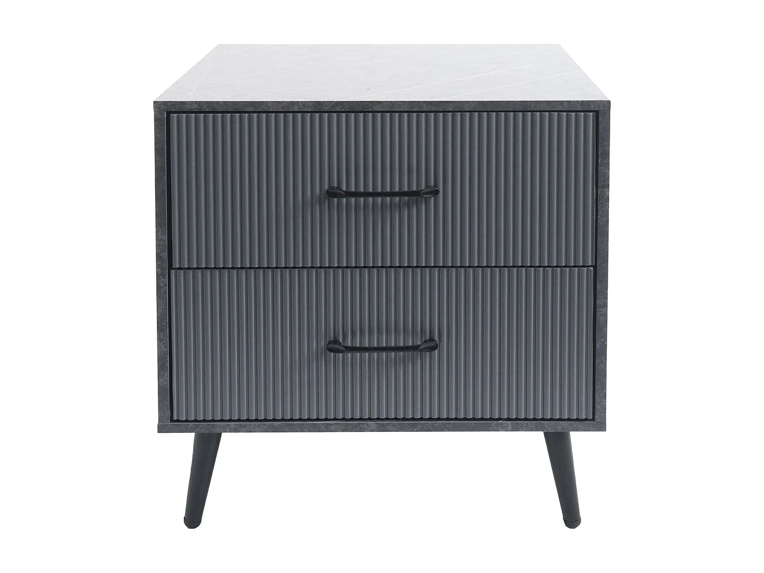 Nachttisch MCW-N89, Marmor-Optik grau