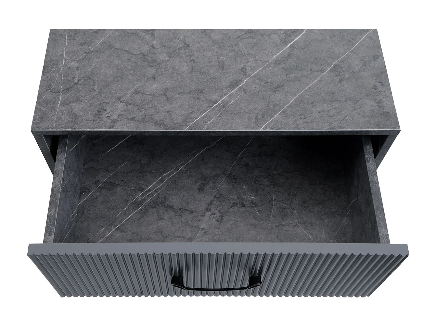 Nachttisch MCW-N89, Marmor-Optik grau