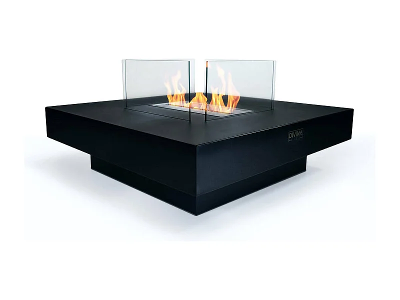 Lareira Galeras a bioetanol, Lareira ecológica, Lareira sem fumo, Aquecedor a etanol, Fabricado em Itália, 70x70 h36 cm, Preto