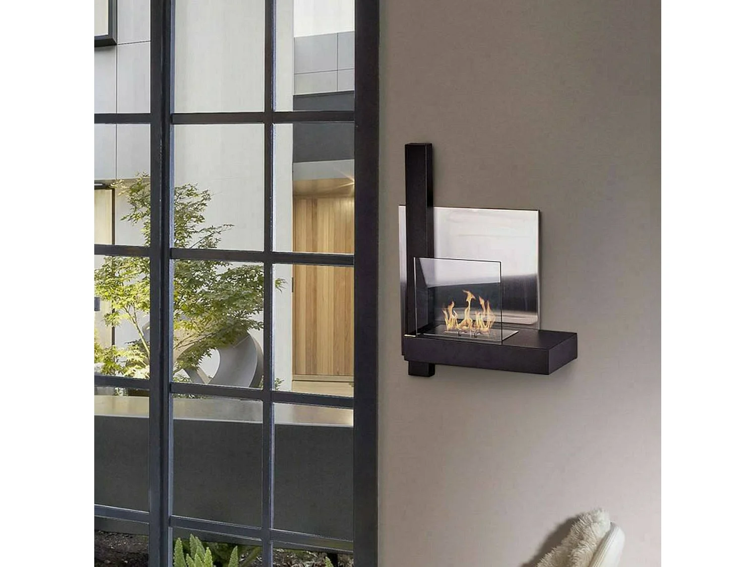 Cheminée à bioéthanol Bern, capacité 1,5 L Made in Italy, 23x65x75h cm Noir