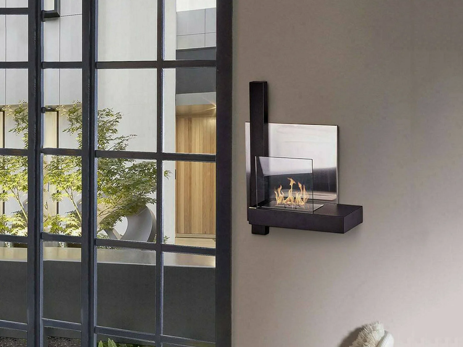 Cheminée à bioéthanol Bern, capacité 1,5 L Made in Italy, 23x65x75h cm Noir
