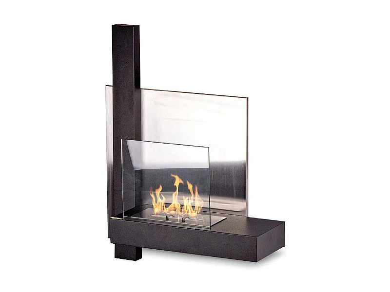 Cheminée à bioéthanol Bern, capacité 1,5 L Made in Italy, 23x65x75h cm Noir