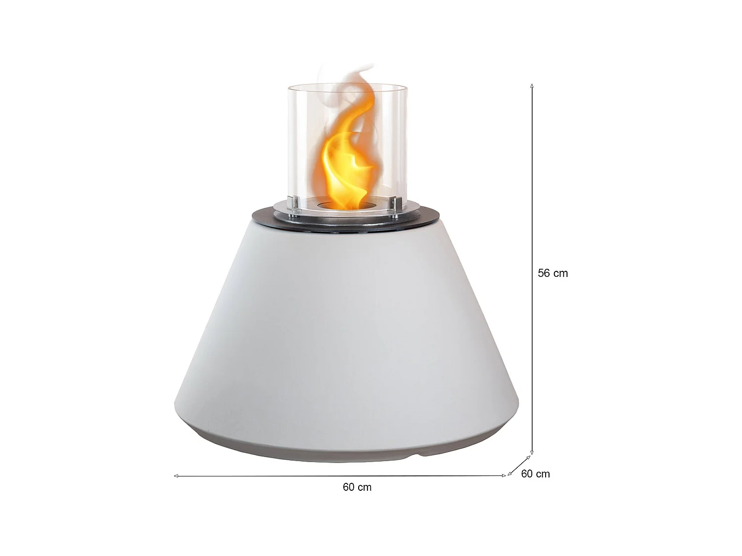 Cheminée Bioéthanol Parbo, Capacité 1,5 L, Made in Italy, 60x60x56h cm Blanc