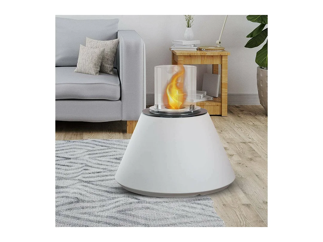 Cheminée Bioéthanol Parbo, Capacité 1,5 L, Made in Italy, 60x60x56h cm Blanc