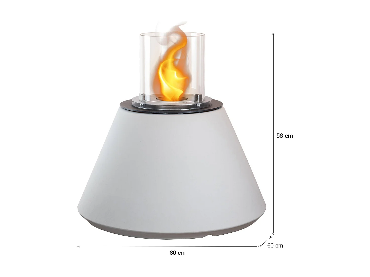 Cheminée Bioéthanol Parbo, Capacité 1,5 L, Made in Italy, 60x60x56h cm Blanc