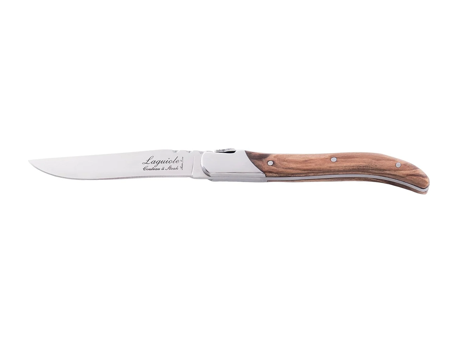 SET DE COUTEAUX À STEAK Ligne de luxe 6 pièces. 22 cm, poignées en bois d'olivier couleurs naturelles
