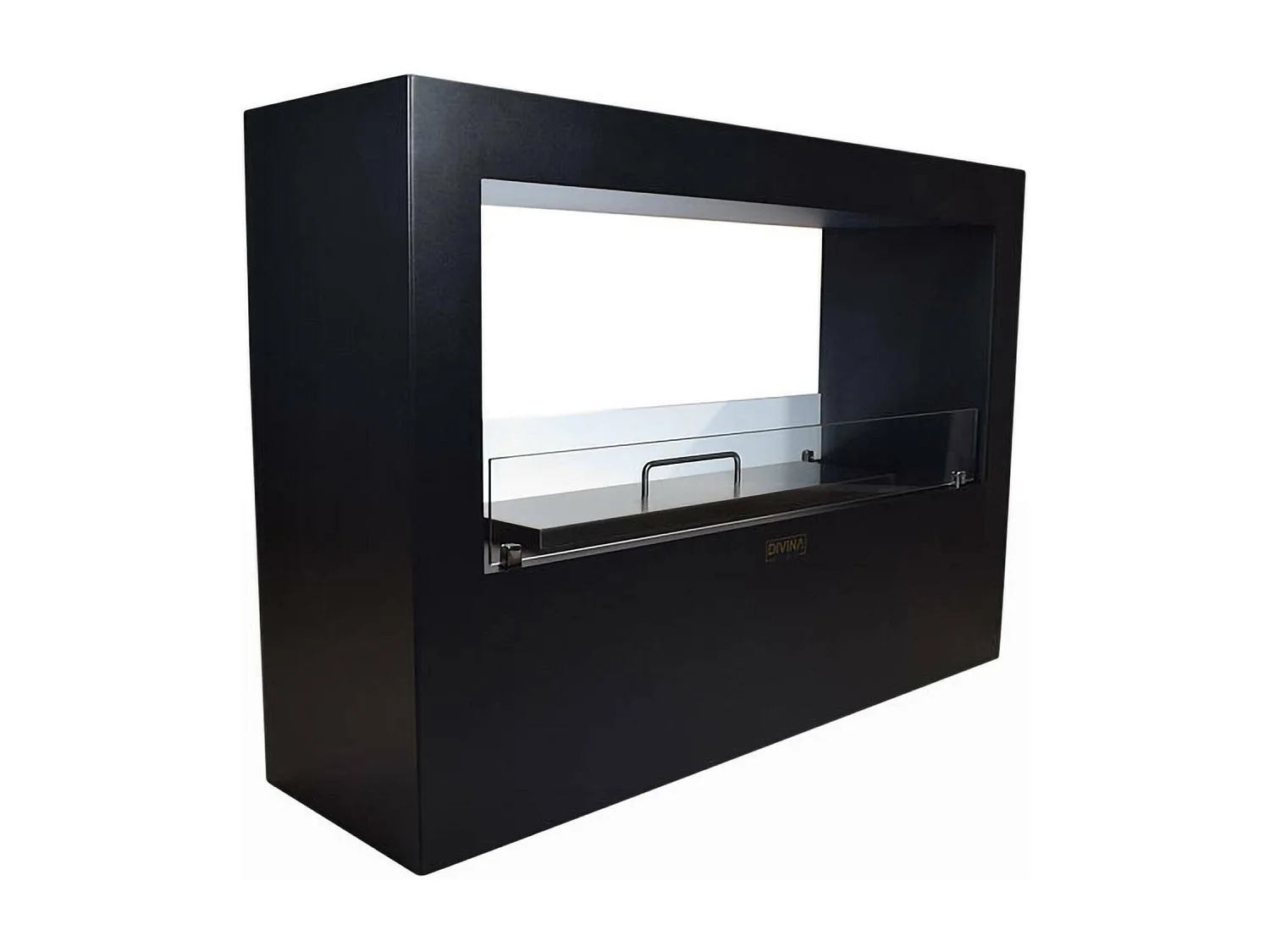 Foyer à bioéthanol Aicurzio, Capacité 4,5 L Made in Italy, 100x30x70h cm Noir