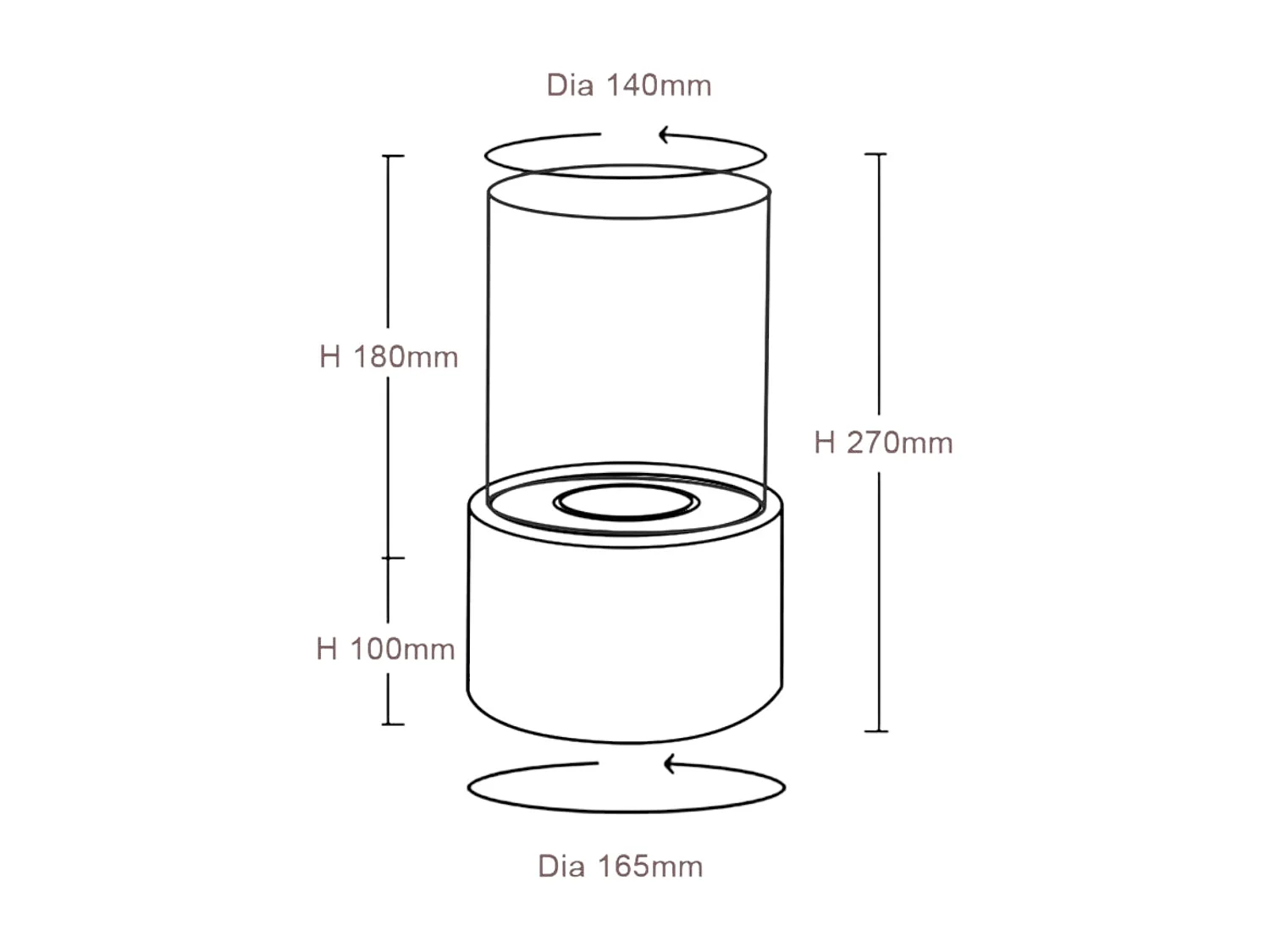 Cheminée à bioéthanol Taipei, capacité 0,2 L, Made in Italy, 16x16x29h cm or