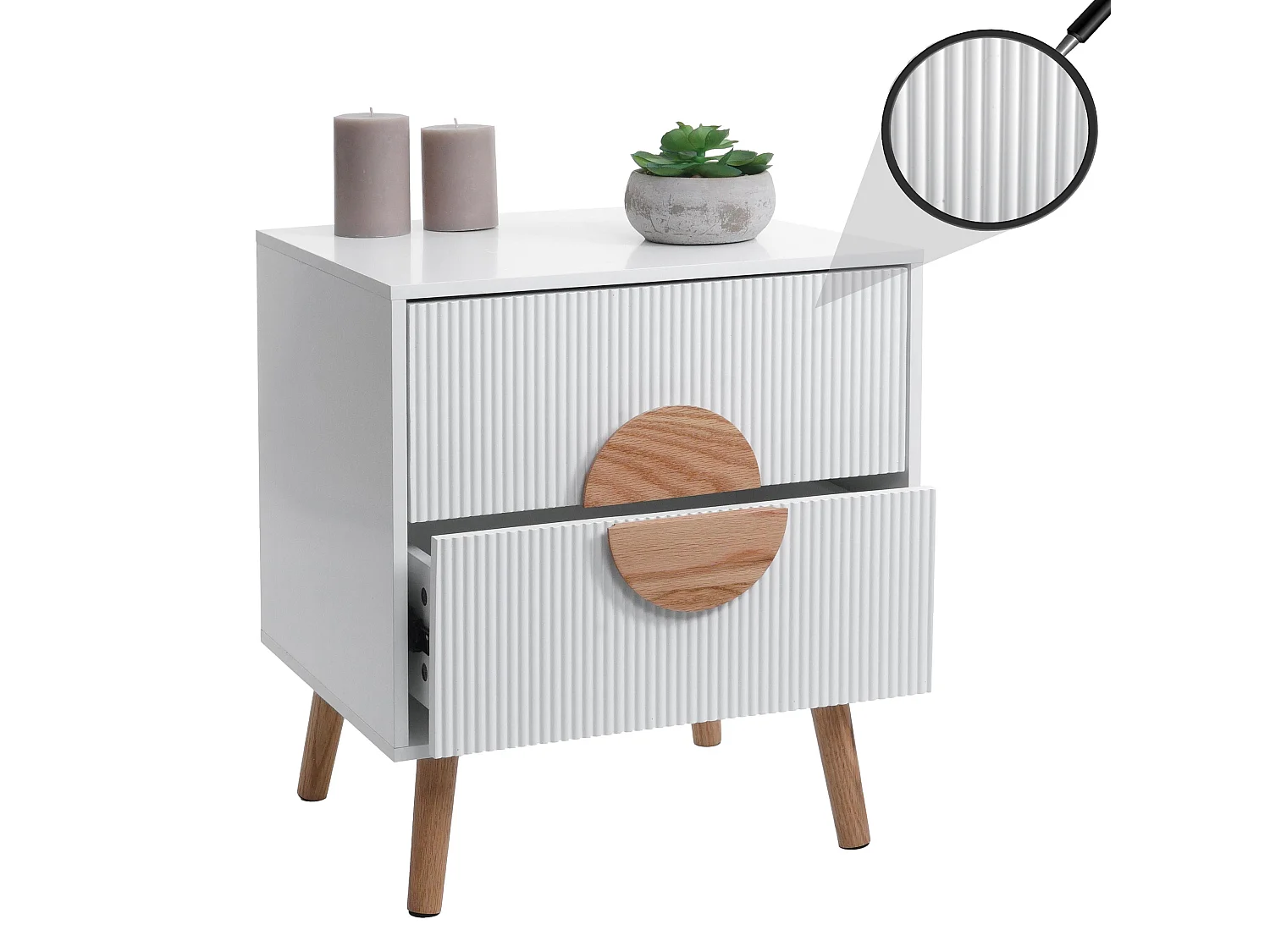 Table de chevet MCW-N89,  blanc