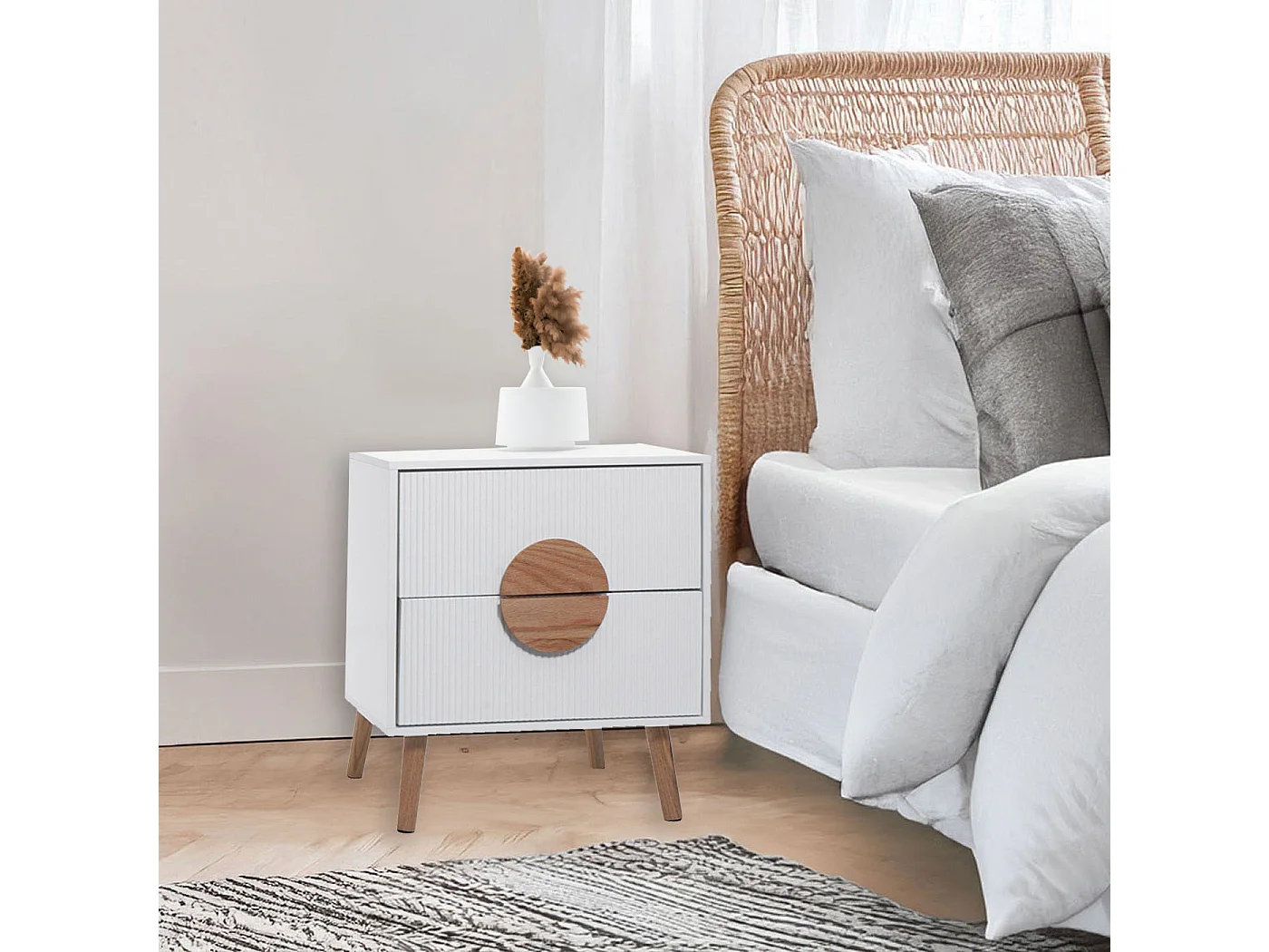 Table de chevet MCW-N89,  blanc