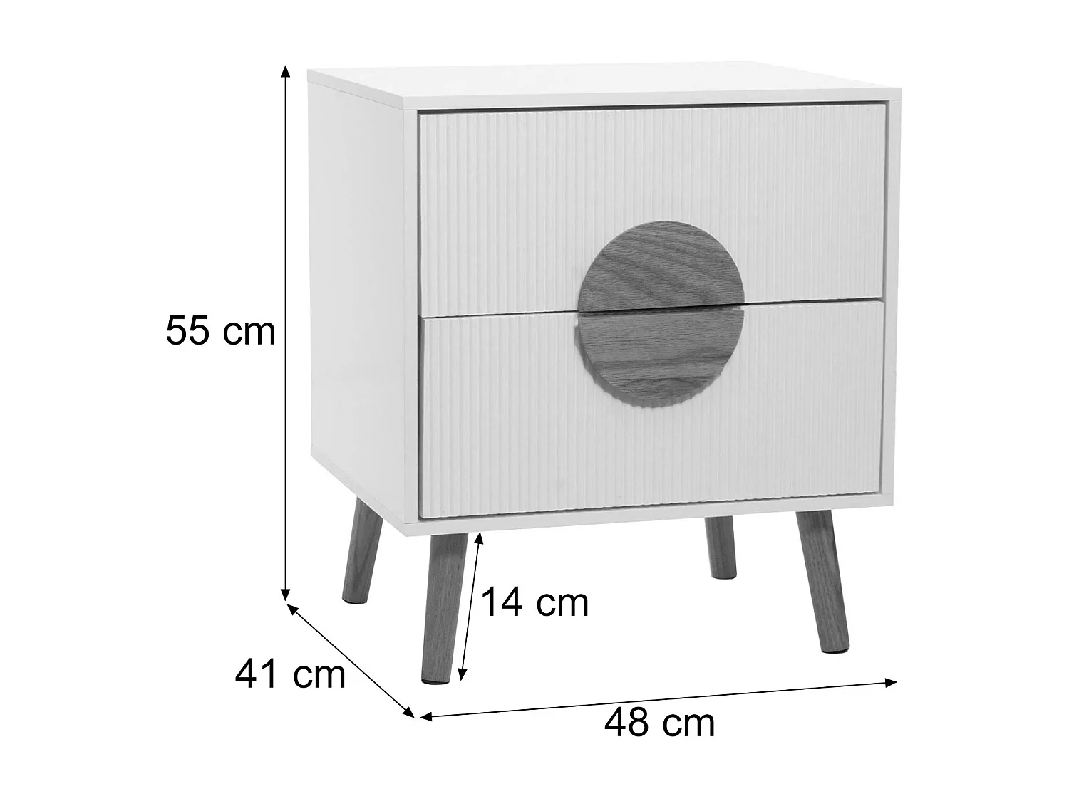 Table de chevet MCW-N89,  blanc