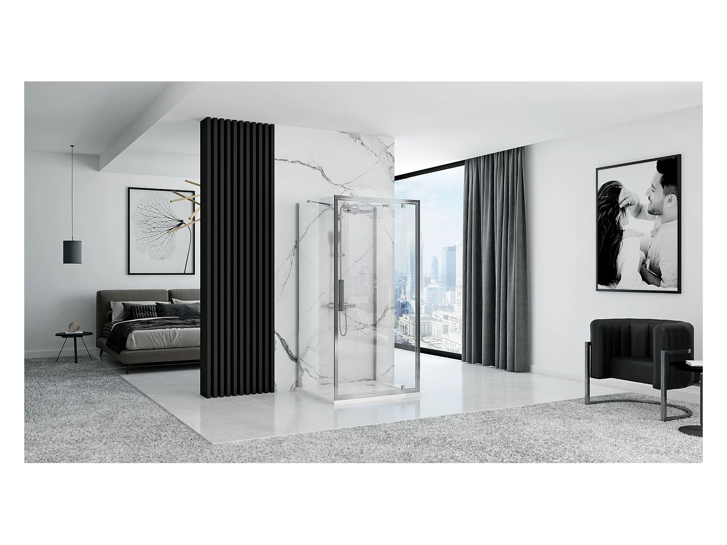 Cabine De Douche Murale Rea Rapid Swing 90X80 Chrome