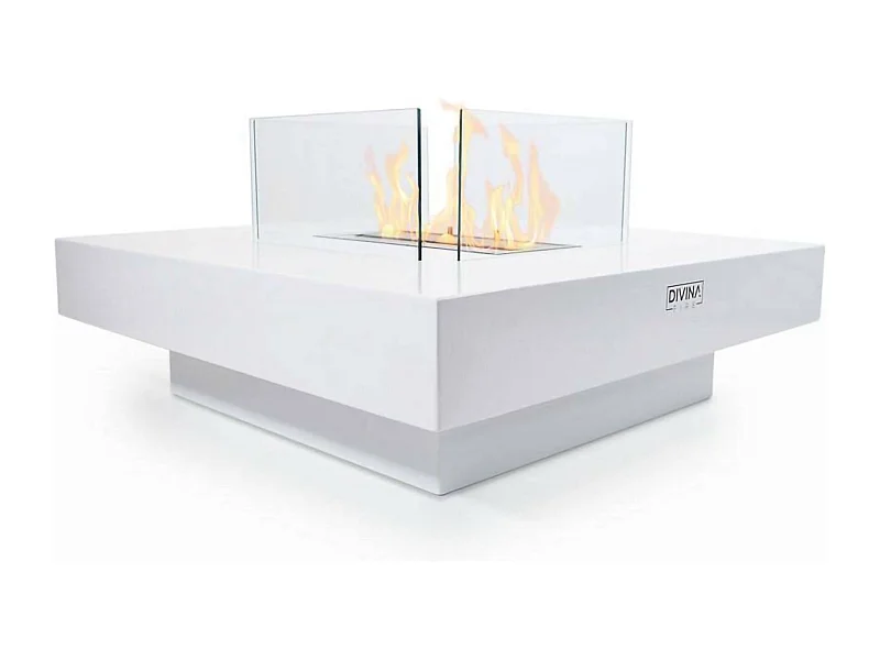 Cheminée à bioéthanol Alife, 1,5 L, fabriquée en Italie, 70x70x35h cm, blanche