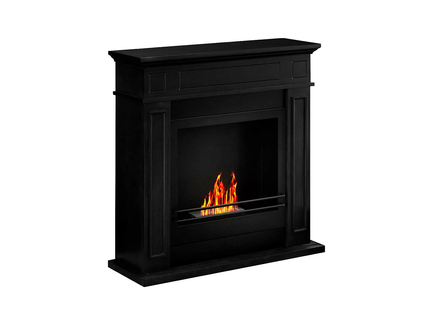 Fuego bio-ethanol haard, Ecologische haard, Rookloze haard, Ethanol verwarming, Made in Italy, 91x28 h90 cm, Zwart