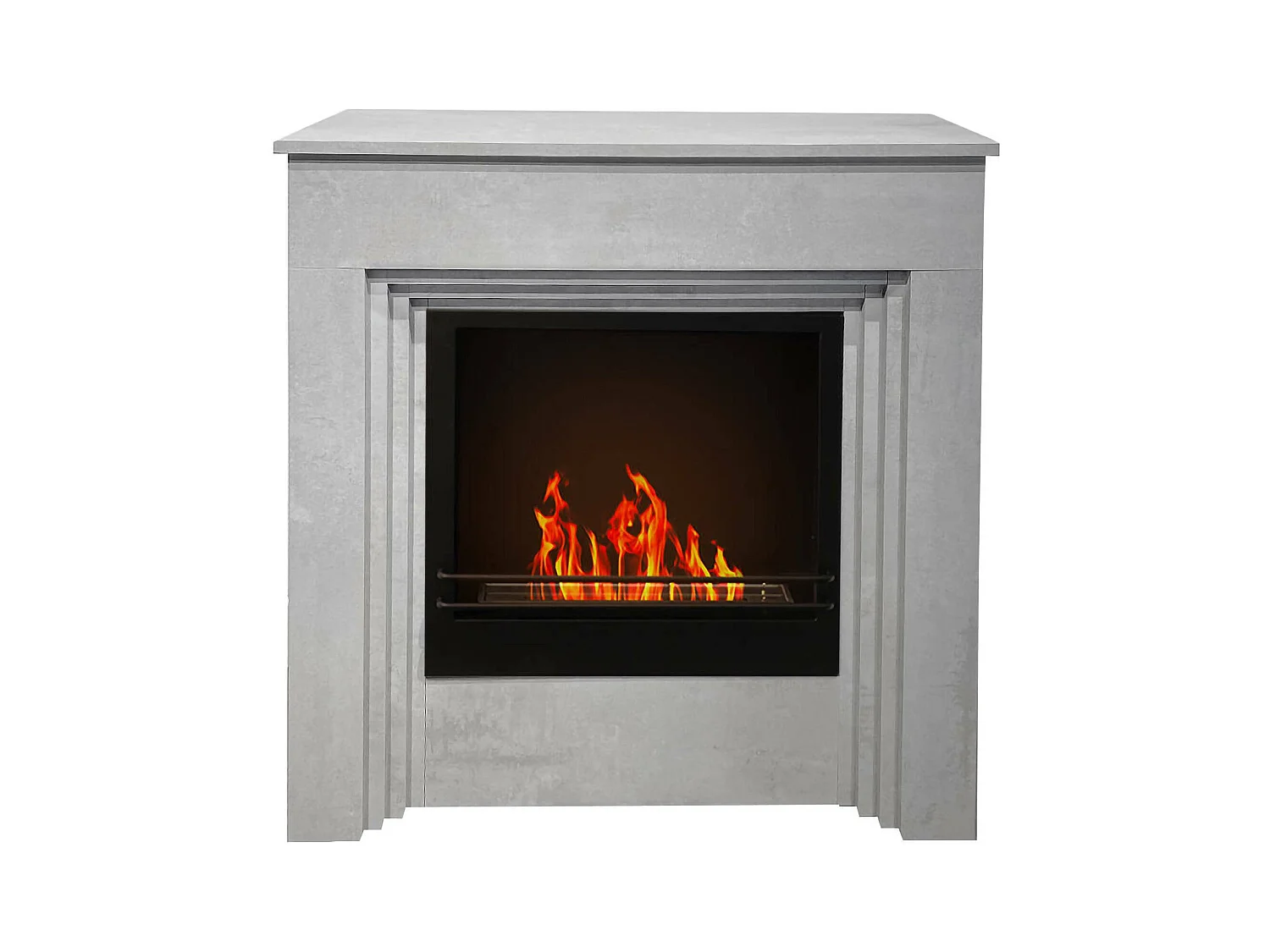 Cheminée bioéthanol Kinsasa, Capacité 1,8 L Made in Italy, 35x96x96h cm Gris