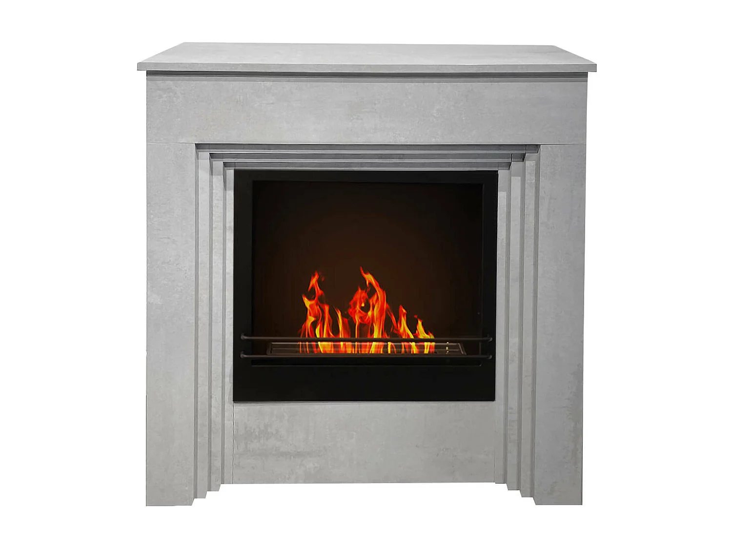 Cheminée bioéthanol Kinsasa, Capacité 1,8 L Made in Italy, 35x96x96h cm Gris